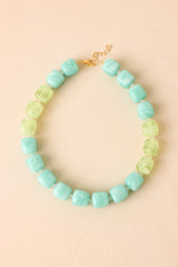 Cheers to That Aqua & Light Green Beaded Necklace
