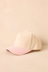 Catching Feelings Ivory & Pink Contrast Baseball Cap