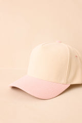 Catching Feelings Ivory & Pink Contrast Baseball Cap