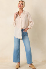 Z Supply Parchment Beige Cotton Seaport Button Up Top