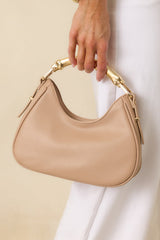 Meet Me There Beige & Gold Bamboo Detail Handbag