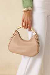 Meet Me There Beige & Gold Bamboo Detail Handbag