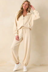 Running Errands Ecru Beige Joggers