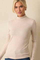 Times To Remember Beige Turtleneck Long Sleeve Top