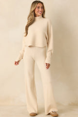 Polished Path Beige Knit Wide Leg Pants