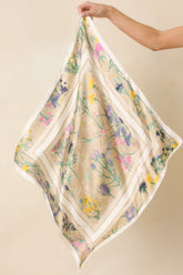 Just Like We Planned Beige Multi Floral Print Satin Scarf