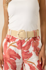 Riviera Ready Beige Woven Bead Accent Belt