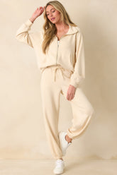 Running Errands Ecru Beige Zip Up Jacket