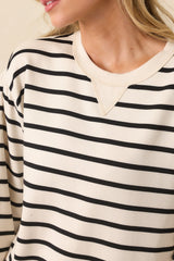 Z Supply Light Beige Stand Out Striped Modal Sweatshirt