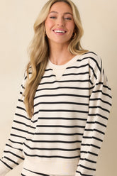 Z Supply Light Beige Stand Out Striped Modal Sweatshirt