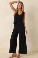 Z Supply Sloane Black Cotton V-Neck Jersey Top