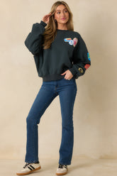 Summit Souvenirs Vintage Black Cotton Ski Patch Crewneck Sweatshirt
