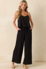 Z Supply Black Sabel Cropped Linen Tank