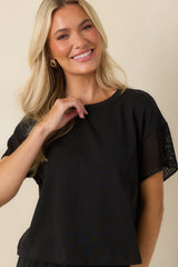 Z Supply Banyan Black Crochet Sleeve Top