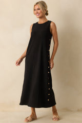 I'm Choosing Happiness Black Sleeveless Maxi Dress