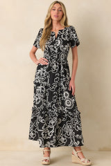 Isn't She Something Black Floral Print Cotton Maxi Dress