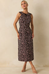 Marked In Time Pink Floral Jacquard Structured Midi Dress