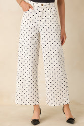 Feeling Spot On Ivory & Black Polka Dot Cotton Pants