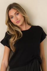 All Pulled Together Black Knit Sweater