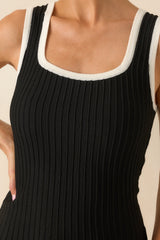 Good Either Way Black Ribbed Knit Sleeveless Mini Dress