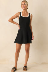 Good Either Way Black Ribbed Knit Sleeveless Mini Dress