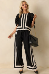 It Was What It Was Black Contrast Trim Puff Sleeve Top