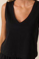 Z Supply Sloane Black Cotton V-Neck Jersey Top