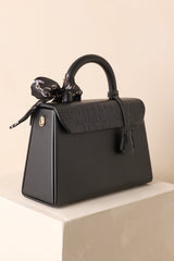 Same Time Tomorrow Black Faux Leather Structured Handbag