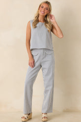 Ticket to Anywhere Blue Stripe Cotton Blend Sleeveless Top