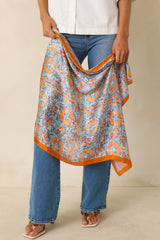 Radiant As Ever Blue & Orange Mosaic Print Scarf