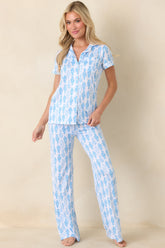 Chinoiserie Charm Blue & White Short Sleeve Pajama Top