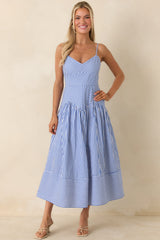 From All Angles Blue & White Stripe Cotton Midi Dress