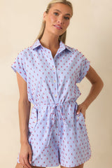 Prosperina Aubrey Blue Gingham Embroidered Romper