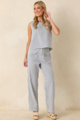 Ticket to Anywhere Blue Stripe Wide Leg Pants