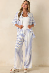 Salt Air & Sunshine Blue Stripe Gauzy Cotton Button-Up Shirt