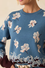 That's How I See It Blue Multi Floral Jacquard Knit Sweater