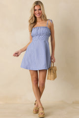 MINKPINK Avery Blue Stripe Mini Dress