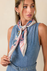 Tied in Tradition Blush Multi Rope & Tassel Print Scarf