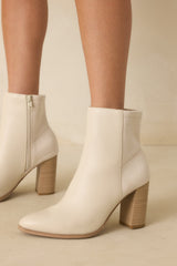 Stand Corrected Ivory Faux Leather Suede Ankle Boots
