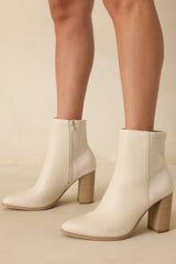 Stand Corrected Ivory Faux Leather Suede Ankle Boots