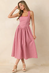 Just Because I Can Red Gingham Open Back Tie Maxi Dress