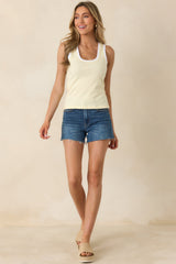 Z Supply Light Yellow Sirena Colorblocked Cotton Rib Tank
