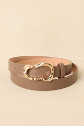 Hold It Together Dark Taupe Faux Leather Belt with Sculpted Buckle