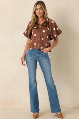 Dot Your Calendar Brown & Ivory Polka Dot Blouse