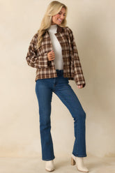 Winding Roads Brown Plaid Zip Up Jacket