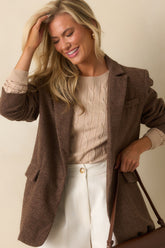 A Point Well Made Brown Micro Houndstooth Single Breasted Blazer