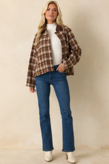 Winding Roads Brown Plaid Zip Up Jacket