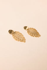 A Radiant Escape Gold Palm Leaf Drop Earrings