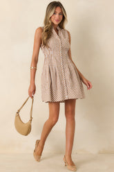 Made for Wandering Camel Gingham Sleeveless Mini Dress