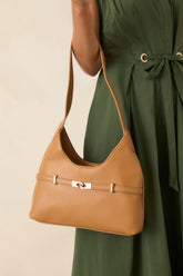 Wherever You Go Camel Faux Leather Shoulder Bag